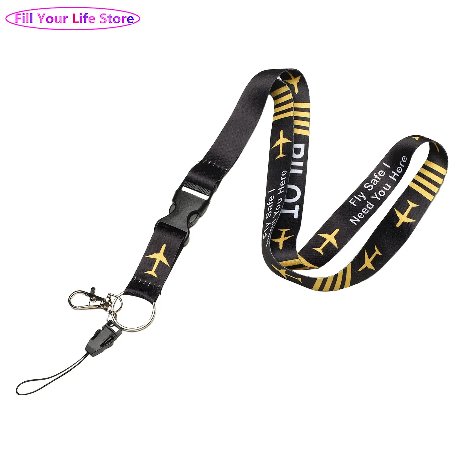 Detachable Neck Strap Pilot Lanyard Aviation Lanyards Aircraft Keychain ID Badge Holder Safety Keys Lanyard Keyring