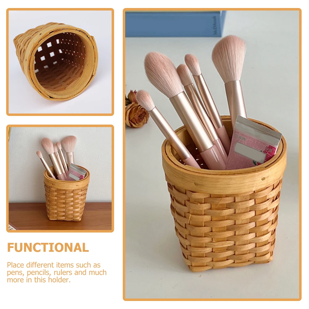 

Мини-цветочный тканый держатель для карандашей, настольная чашка для ручек, деревянное ремесло, простой дизайн, долговечность, чашка для карандашей, практичное использование