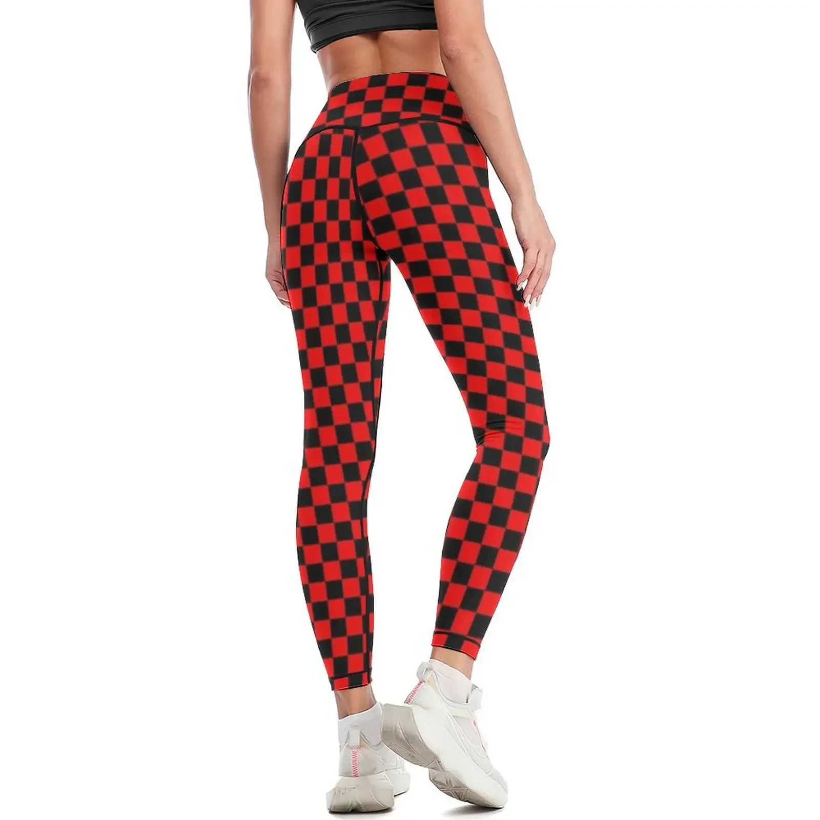 black red checkered Leggings gym wear Sportswear woman gym fitness set gym Sports pants woman Womens Leggings