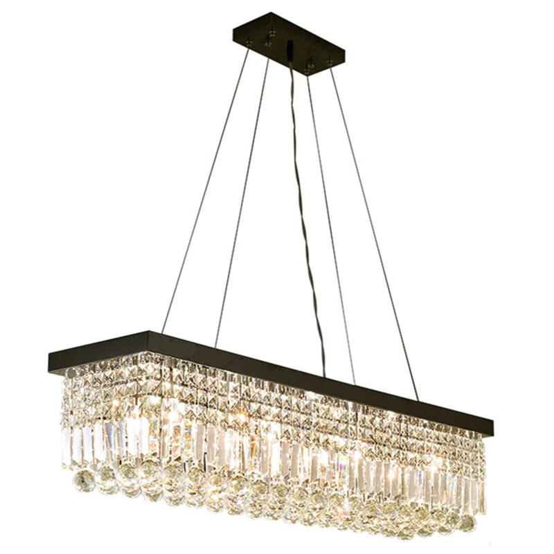 

Modern Crystal Chandelier Light Rectangular LED Living Room Chandeliers Bar Ceiling Pendant ing Fixtures