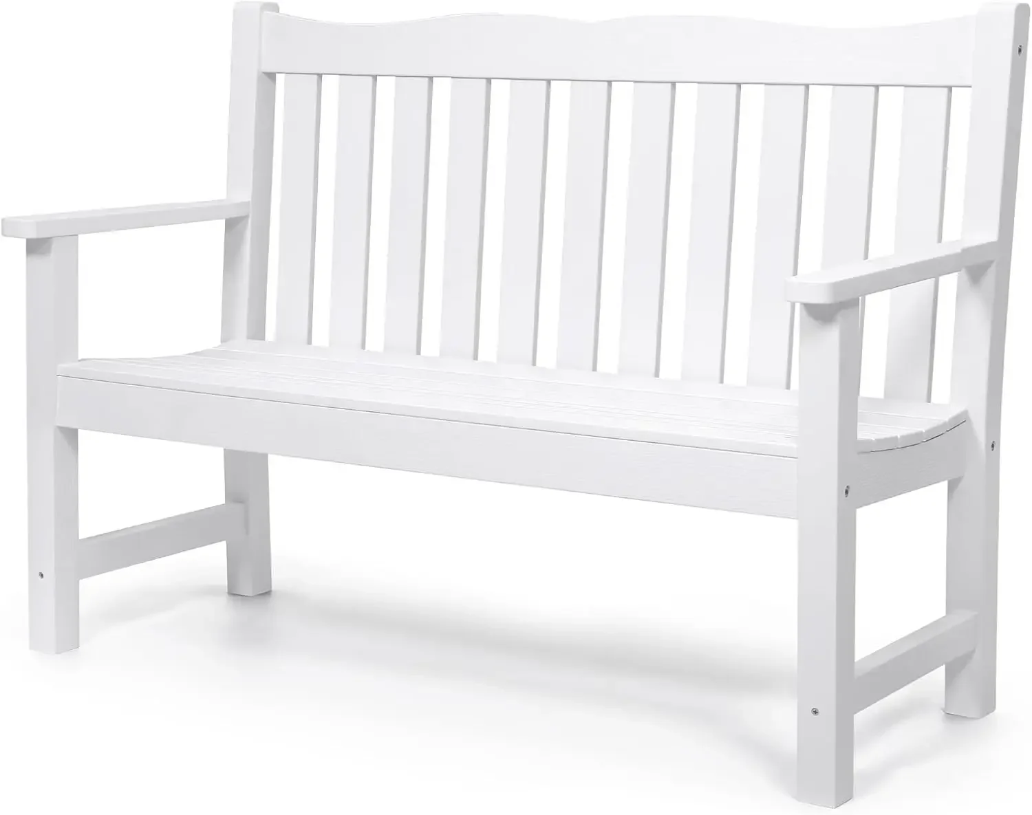 Stoog Garden Bench, 2-Person White Outdoor Bench, All-Weather Patio Bench with 800 lbs Weight Capacity, Never Rot or Fade, for G