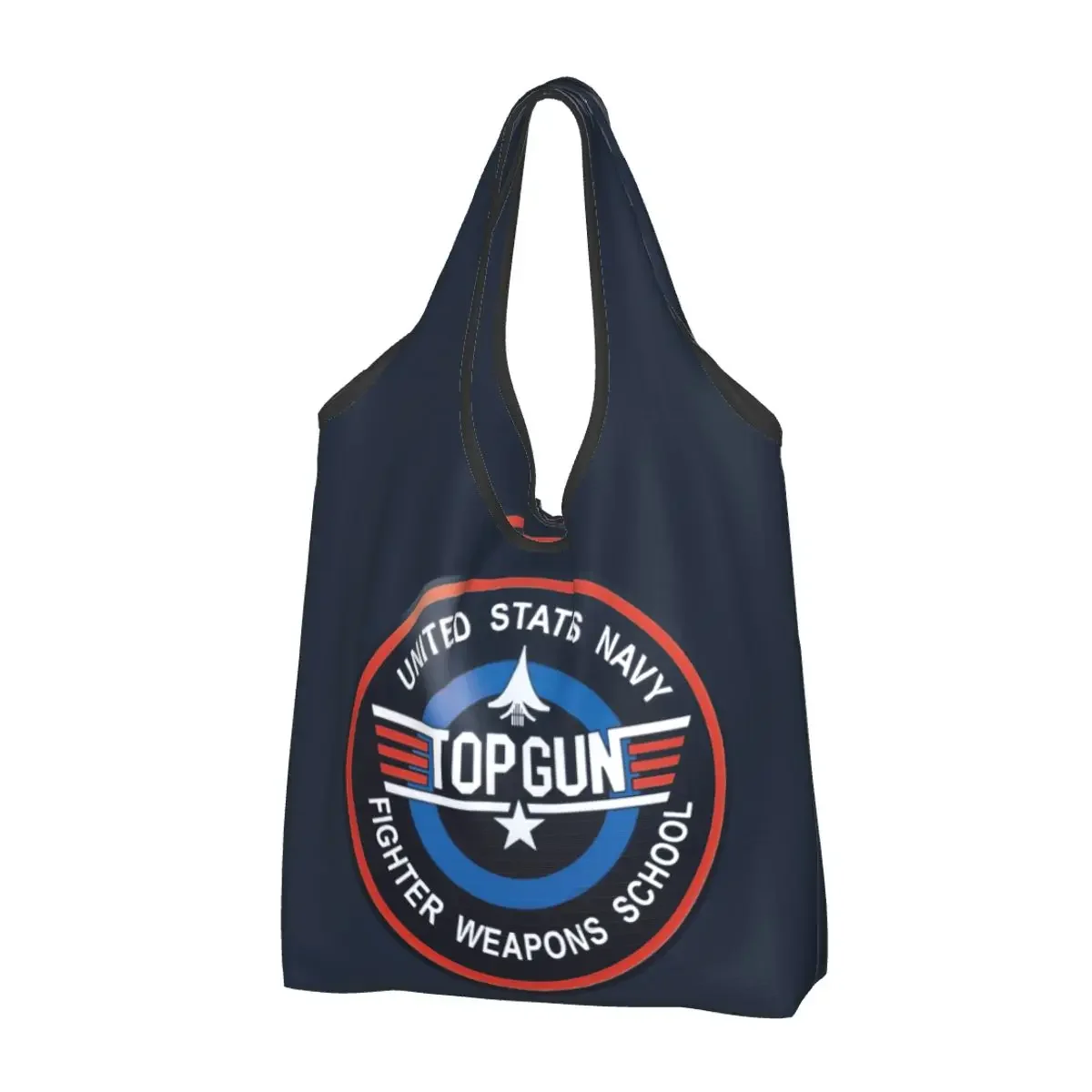 Fashion Air Force Fighter Jets Top Gun Shopping Tote Bag Portable Maverick Film Grocery Shoulder Shopper Bag