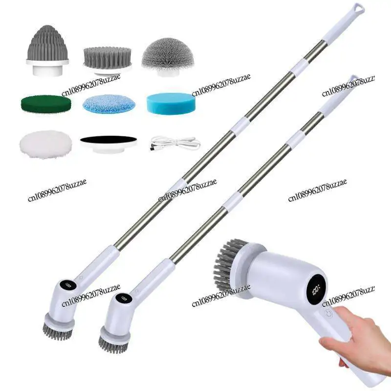 Electric Cleaning Brush Kitchen Bathroom Multi-function Cleaner Handheld Wireless Long Handle Clear Electric Telescopic