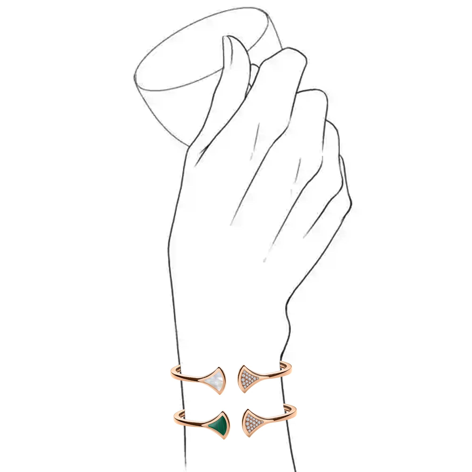 

Pure silver s925 BV irregular classic bracelet with diamonds shining high-end temperament and fashionable charm for women