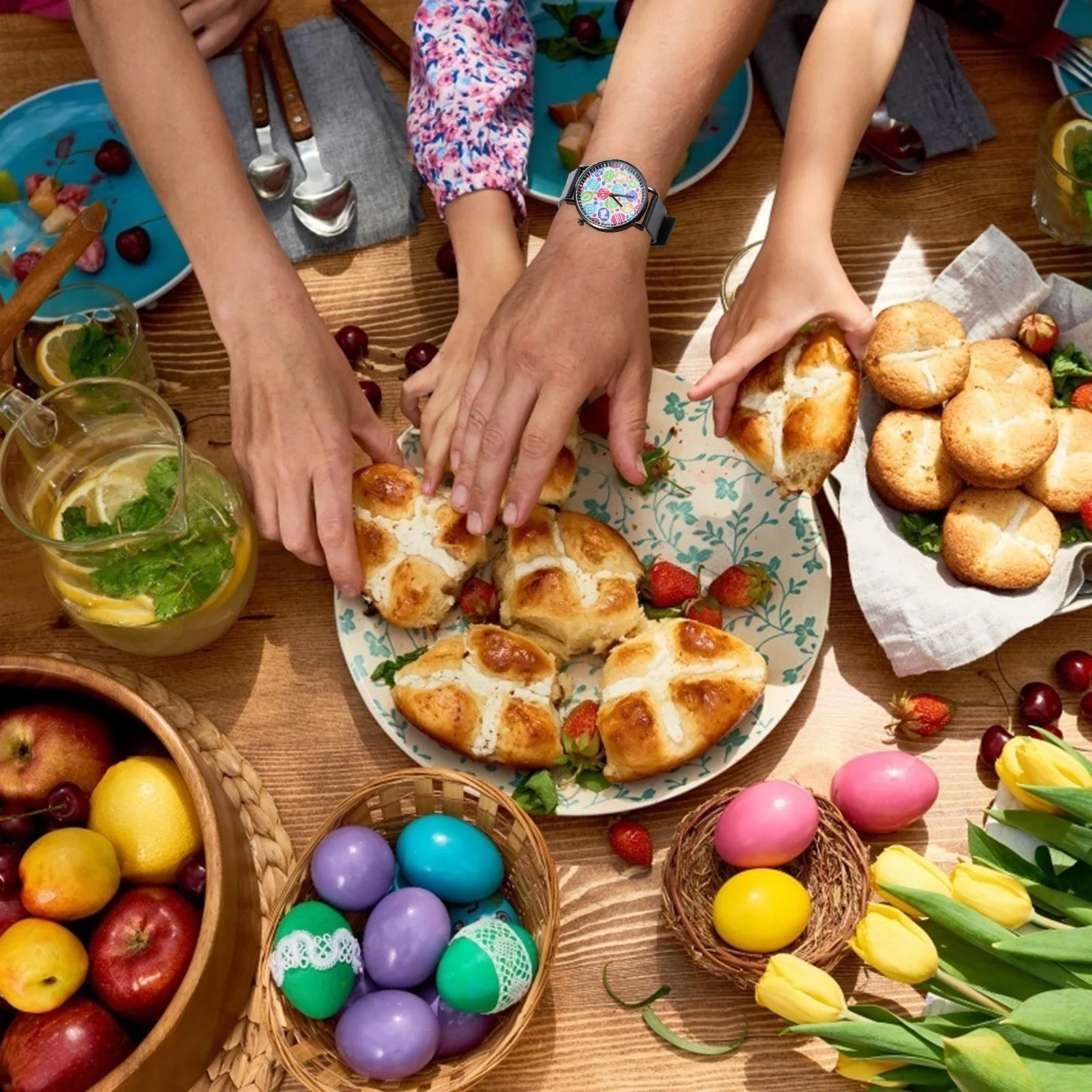 

Easter Egg Pattern Quartz Watch Fashion Casual Wristwatch For Women Men Lightweight Comfortable Design Easter Gift Sports Watch