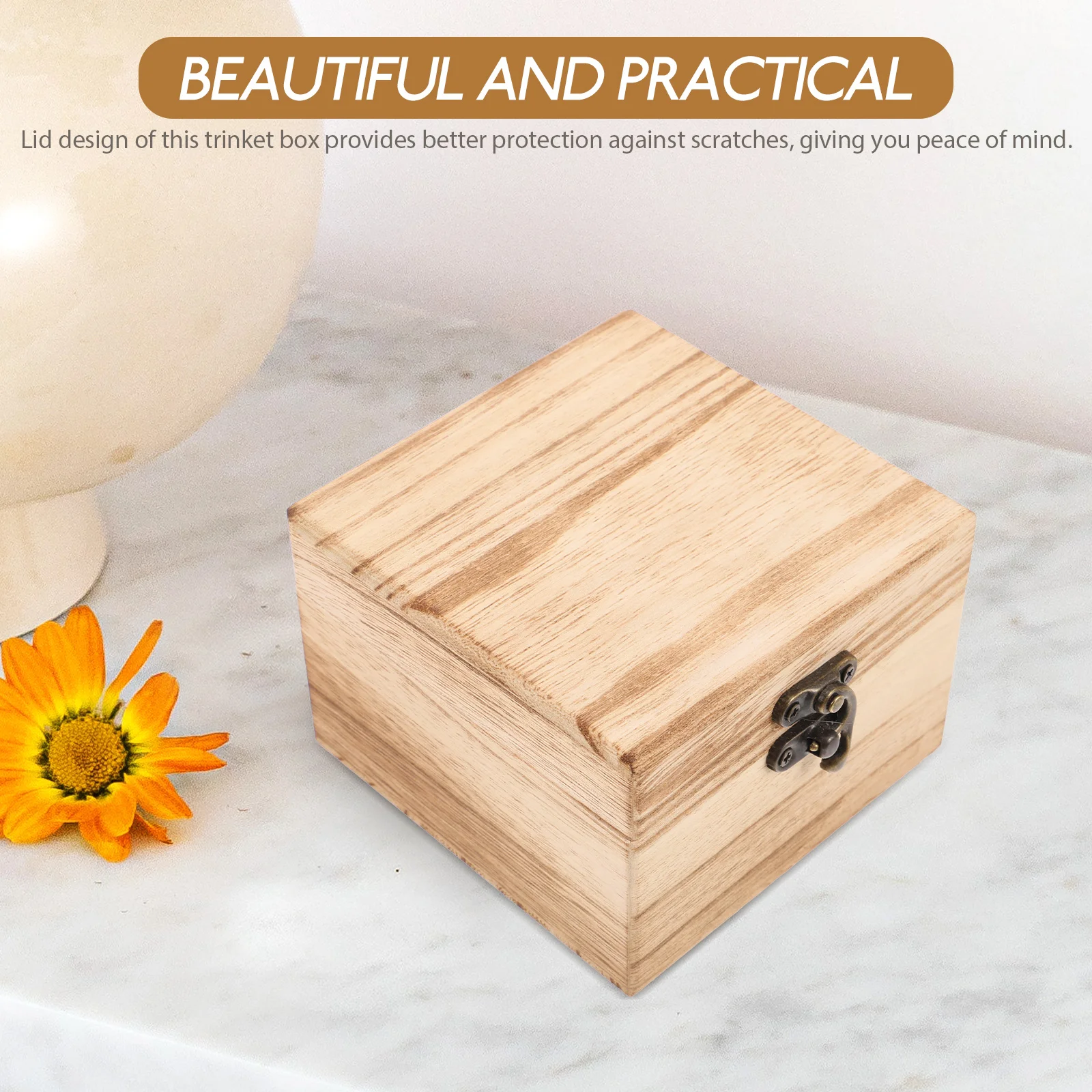 

Wooden Storage Case Travel Organizer For Men Women Scratch-Proof Lid Lightweight Portable Single Box Jewelry Trinket Holder