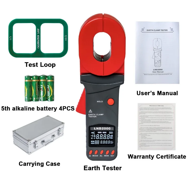 LND2000 Portable Handheld Digital Clamp on Ground Earth Resistance Tester Meter