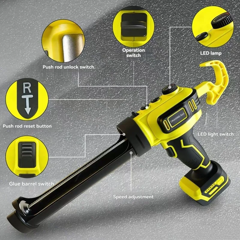 Max 300KG Thrust Electric Caulking Gun for Dewalt 20V battery Wireless Glass Glue Gun for Doors Windows Filling Sewing Gun