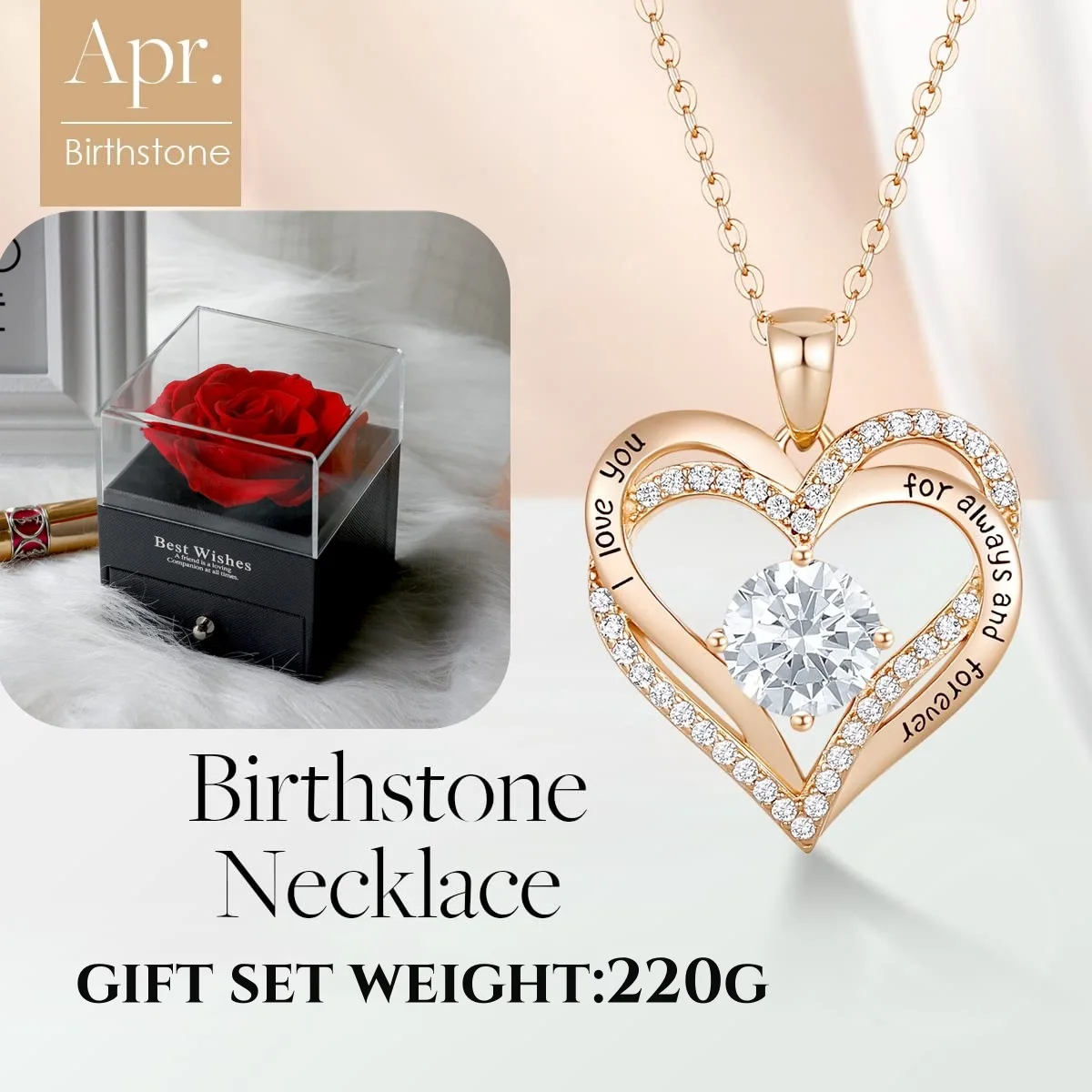 Fashionable 12th Birthday Stone Love Pendant Necklace for Women\'s High End Charm Jewelry Valentine\'s Day Gift for Girlfriend
