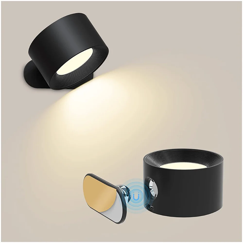 Led Wall Lamp Touch Remote Control IR 360 Rotatable USB Recharge Wireless Portable Night Light For Bedside Bedroom Reading Lamp