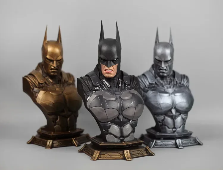 Batman Arkham Knight Batman Action Figures P1s Bust Sculpture Replaceable Head Imitation Copper Statue Model Home Decor Gift