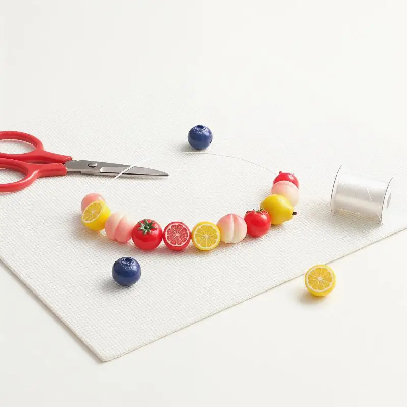 3D Realistic Fruit Loose Beads 5Pcs Colorful Decorative Beads for DIY Handmade Jewelry Bracelet Art Craft Hobby Use