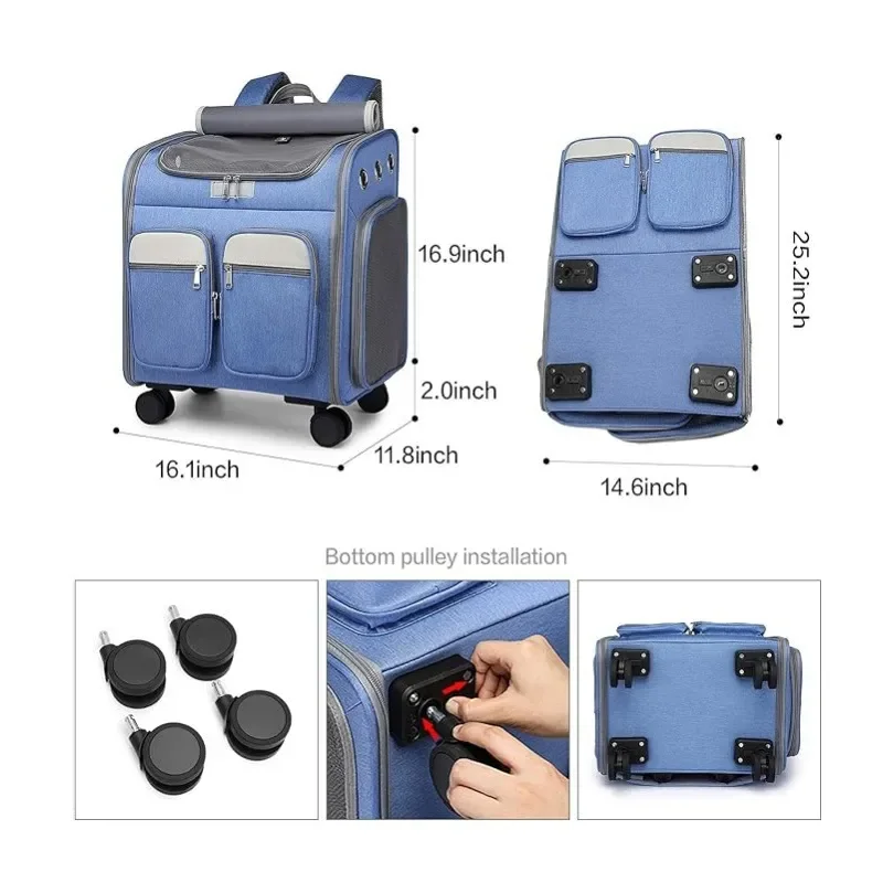 Portable Pet Carrier Backpack for Cats and Small Dogs Double Layer Travel Bag with Shoulder Straps Breathable Mesh Design
