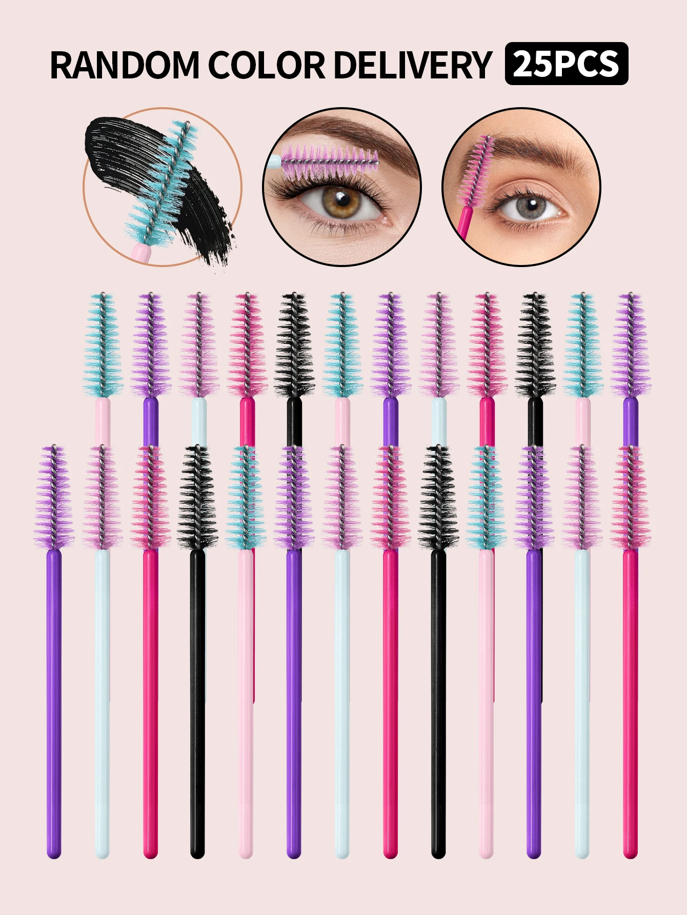25 Pcs Eyelash Brushes False Eye Lashes Extension Tools Eyebrow Brush Mascara Wands Applicator Spoolers Lashes Cosmetic Tool