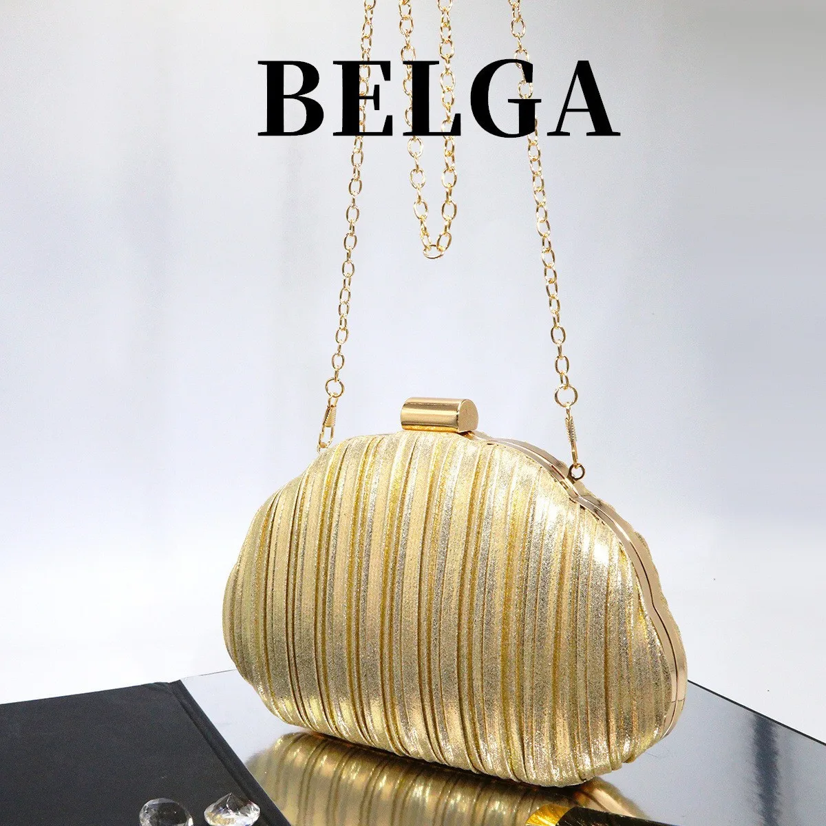

Trendy Seashell Box Small Clutch Purse For Women Banquet Party Chain Shoulder Bag Crossbody Ladies Prom Dinner Evening Bag femme