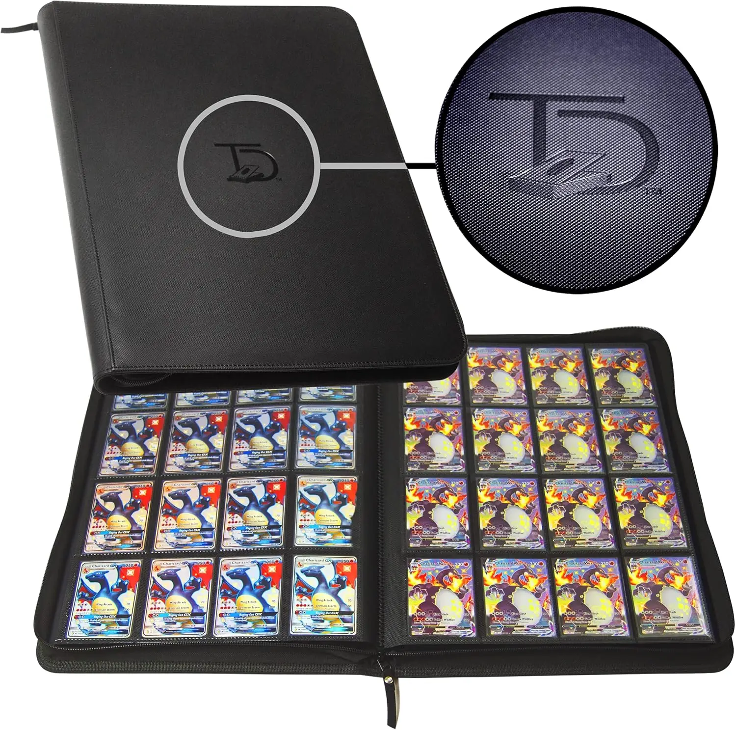 

1000 Card Binder - TCG Portfolio with 16 Pocket Side Load Sleeves, Compatible with Pokemon, Yu-Gi-Oh, Magic Cards in Black