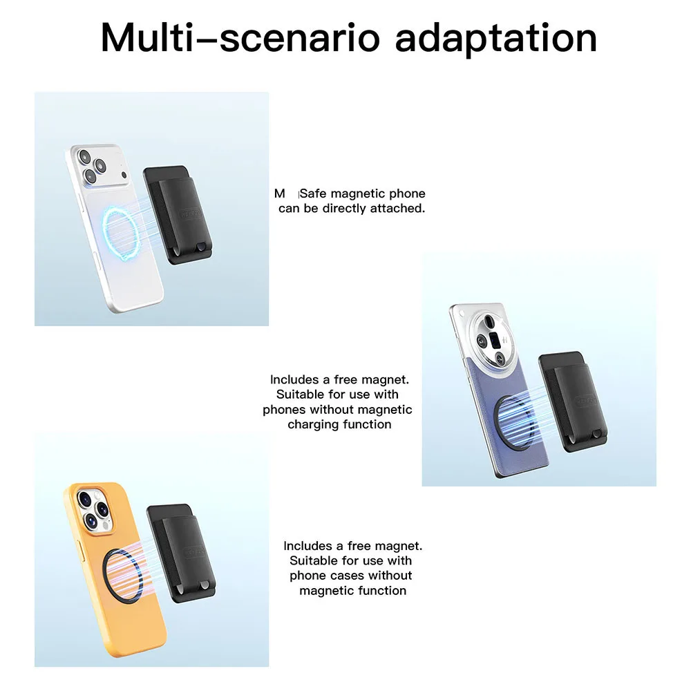 Etui na karty KEYSION z magnesem kompatybilne z MagSafe do iPhone 17 16 15 Pro Max Samsung Huawei, elastyczne etui portfelowe z PU skóry, pokrowiec na telefon — zdjęcie produktu 4