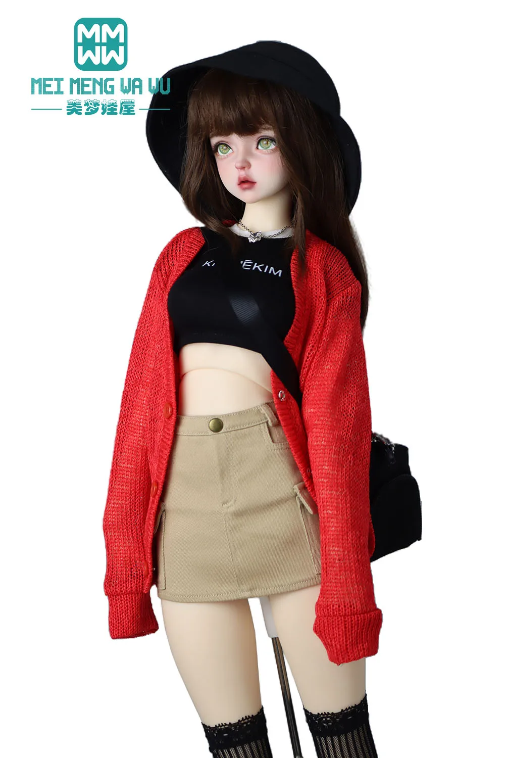 Fits 1/3 BJD Clothes DD SD DDL Fashionable knitted wool cardigan red, black, army green Girl Gift