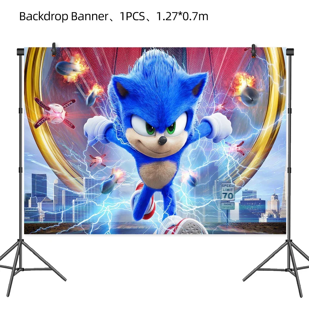 New Cartoon Sonic Party Supplies Boys Birthday Party Disposable Tableware Set Paper Plate Cup Napkins Baby Shower Decorations image 4