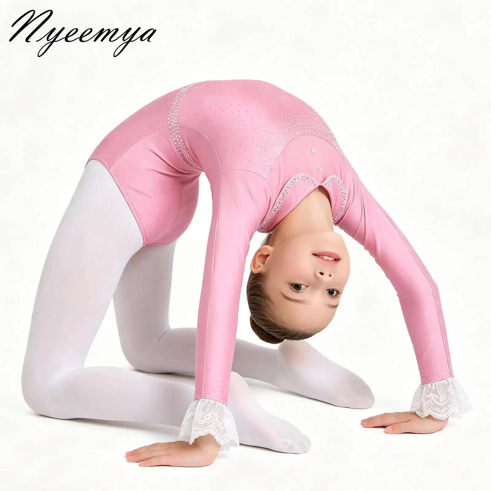 

Ballet Jersey Acrobatics Gymnastic Leotards for Girls Kids Sparkly Rhinestones Patchwork Figure Ice Skating Jumpsuit Bodysuit