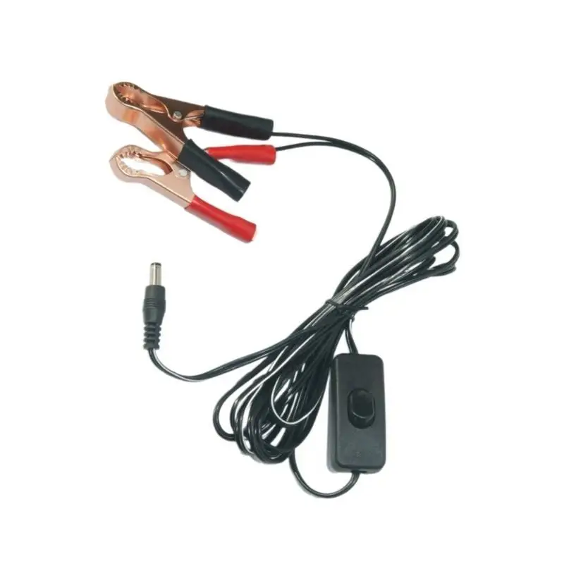 31BA DC5.5x2.1mm Power Plugs Male Connector to Double Alligators Clip Power Cable with On off Switchers for LED Light