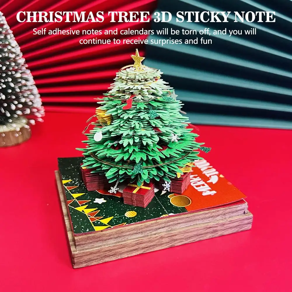 

2026 3D Christmas Tree Calendar Memo Pad Calendar Tear Away Paper Carving Art DIY Sticky Note Desktop Decor For New Year Gi X8G3