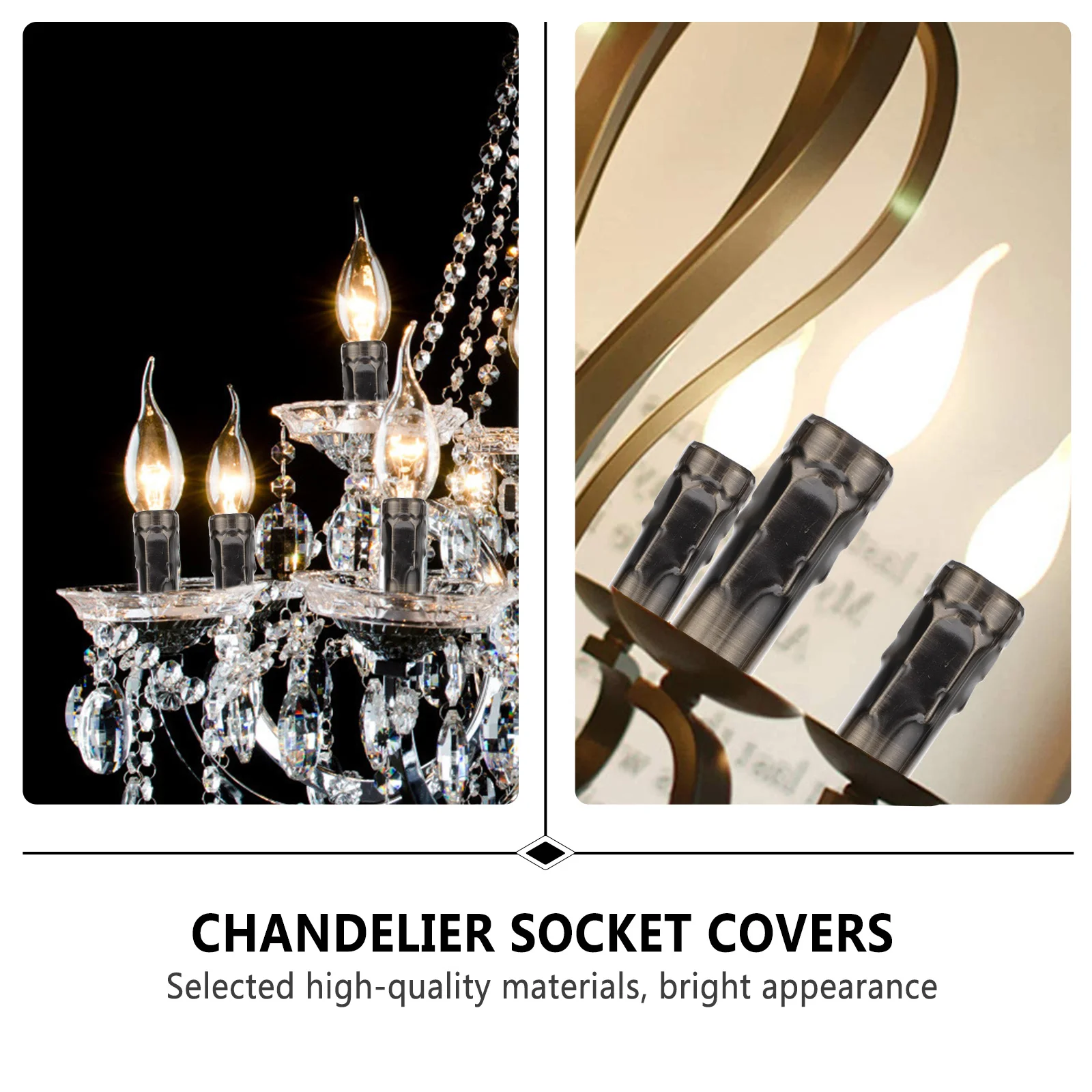 

6Pcs European Crystal Chandelier Cover E14 Socket Sleeves for Lamp Holder Tube Replacement Decorative Iron Base