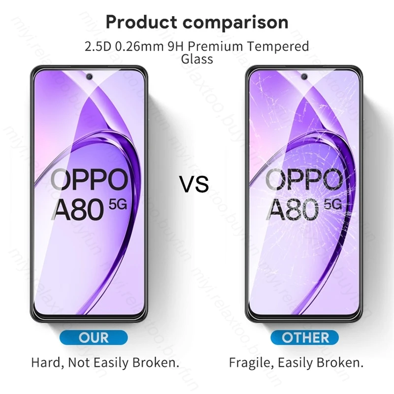 OppoA80 5G Case 8 In 1 9H Tempered Glass for Oppo A80 5G Camera Lens Screen Protector Cover on Orro Appo Opo A80 A 80 80A 2024