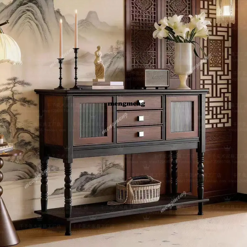 

Французский винтажный шкаф из массива дерева для прихожей, тумба с ящиками, декоративный шкаф для гостиной, напольная полка для прихожей