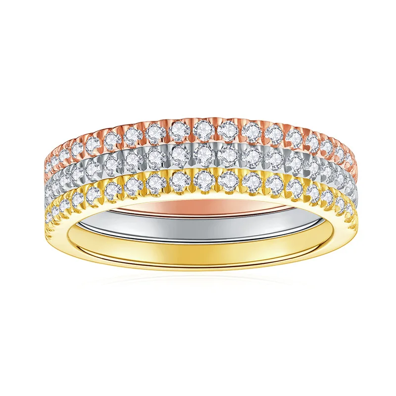 Wedding Band S925 Silver D Color Moissanite Eternity Yellow Gold Moissanite Ring for Women