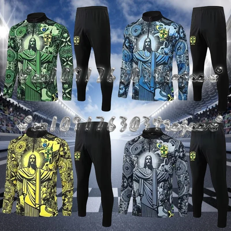 

Бразильский мужской желтый футбольный трикотаж «Бог» — это популярный новый 3D спортивный впитывающий пот тренировочный костюм лета 2023 года.