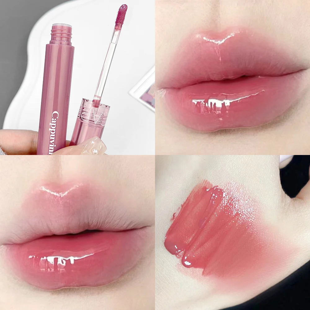 Plumping Jelly Lip Gloss Wodoodporny Trwały Nawilżający Szklany Lustrzany Szminka Przezroczysty Czerwony Błyszczyk Koreański Makijaż Kosmetyczny