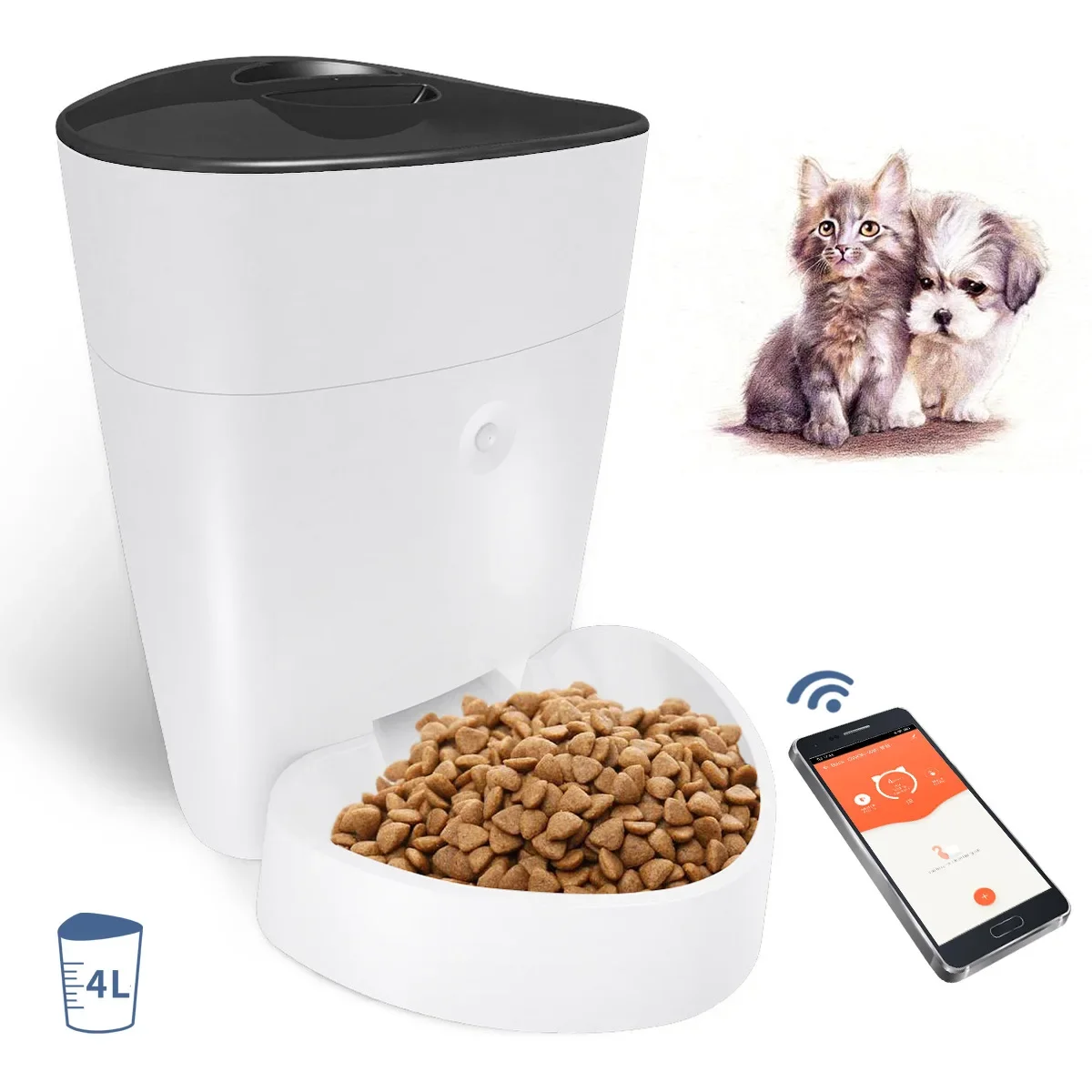 Pepe Pet Intelligent Automatic Feeder Timed and Quantitative Remote Control Freeze-Dried Cats, Dogs, Pets