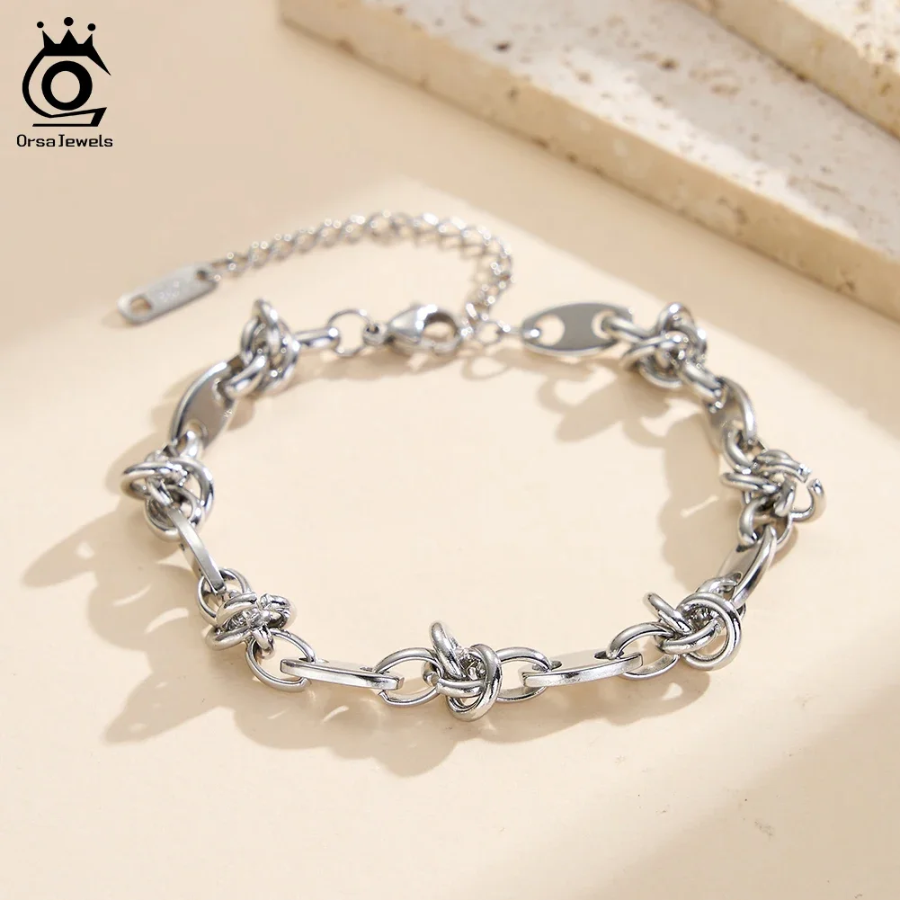 

ORSA JEWELS Stainless Steel Twist Chain Bracelets Bangles for Women Waterpoor Dainty Bracelet Chain Unisex Bracelet STCB04
