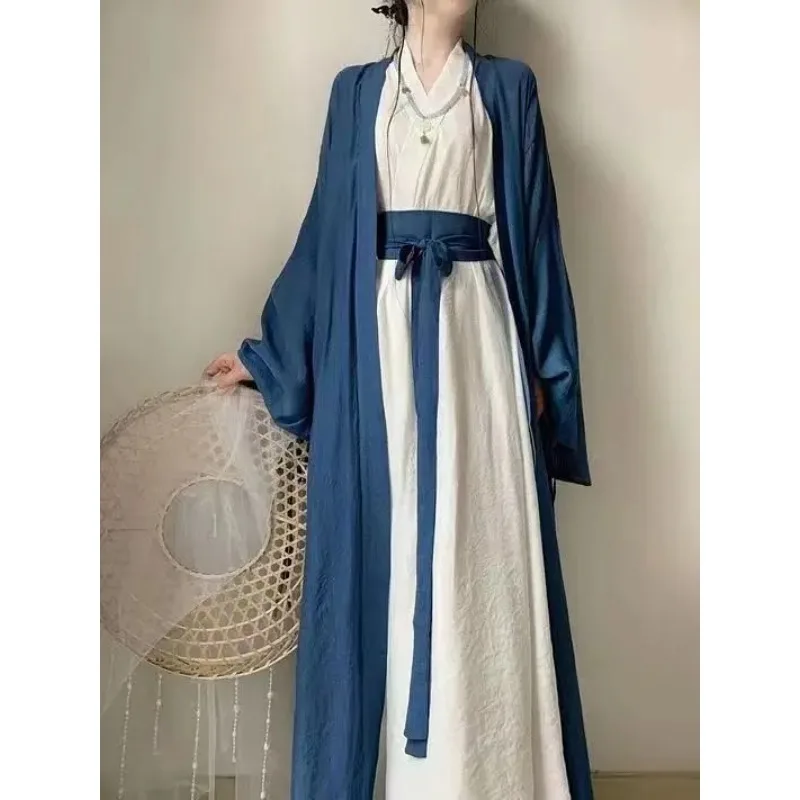 Women Hanfu Dress Chinese Traditional Ancient Hanfu Costumes Classical 3PCS Retro Blue and White Daily Hanfu Suit