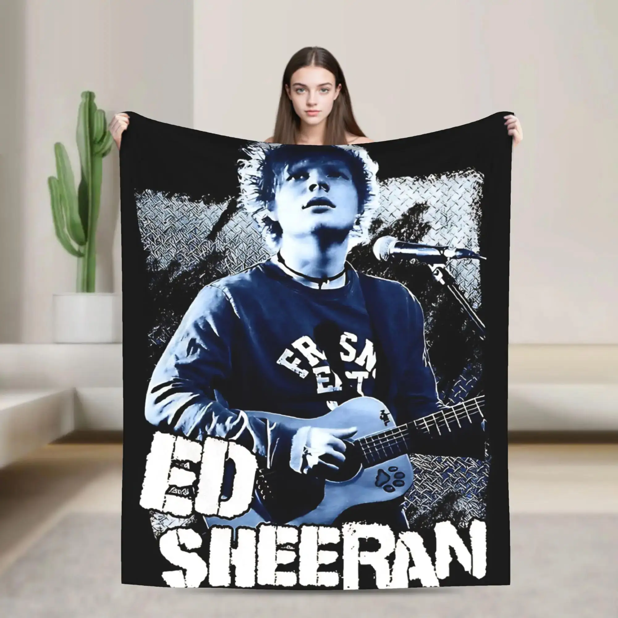 

ED SHEERAN Music Logo Album Concert Plush Throw Blanket for Office Home Sofa Bed Flannel Couch Cover Soft Cozy Fluffy Blanket