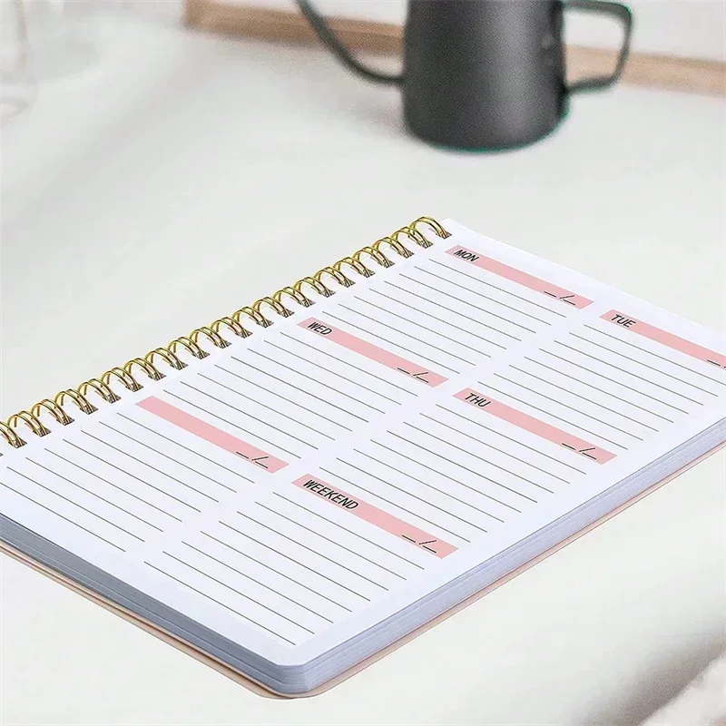 2024 A5 Weekly Planner Notebook for 52 Weeks Spiral Agenda Daily Student Schedules Journal Stationery Office School Supplies