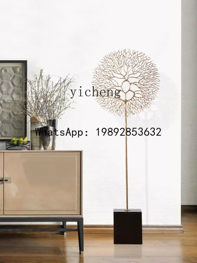 LYY Metal Iron Art Coral Dandelion Decorations Floor Ornaments Light Luxury next to TV