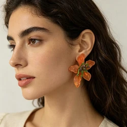 New Resin Acrylic Earrings For Women Trend Statement Flower Earrings Bohemian Jewelry Wedding Party Accessories