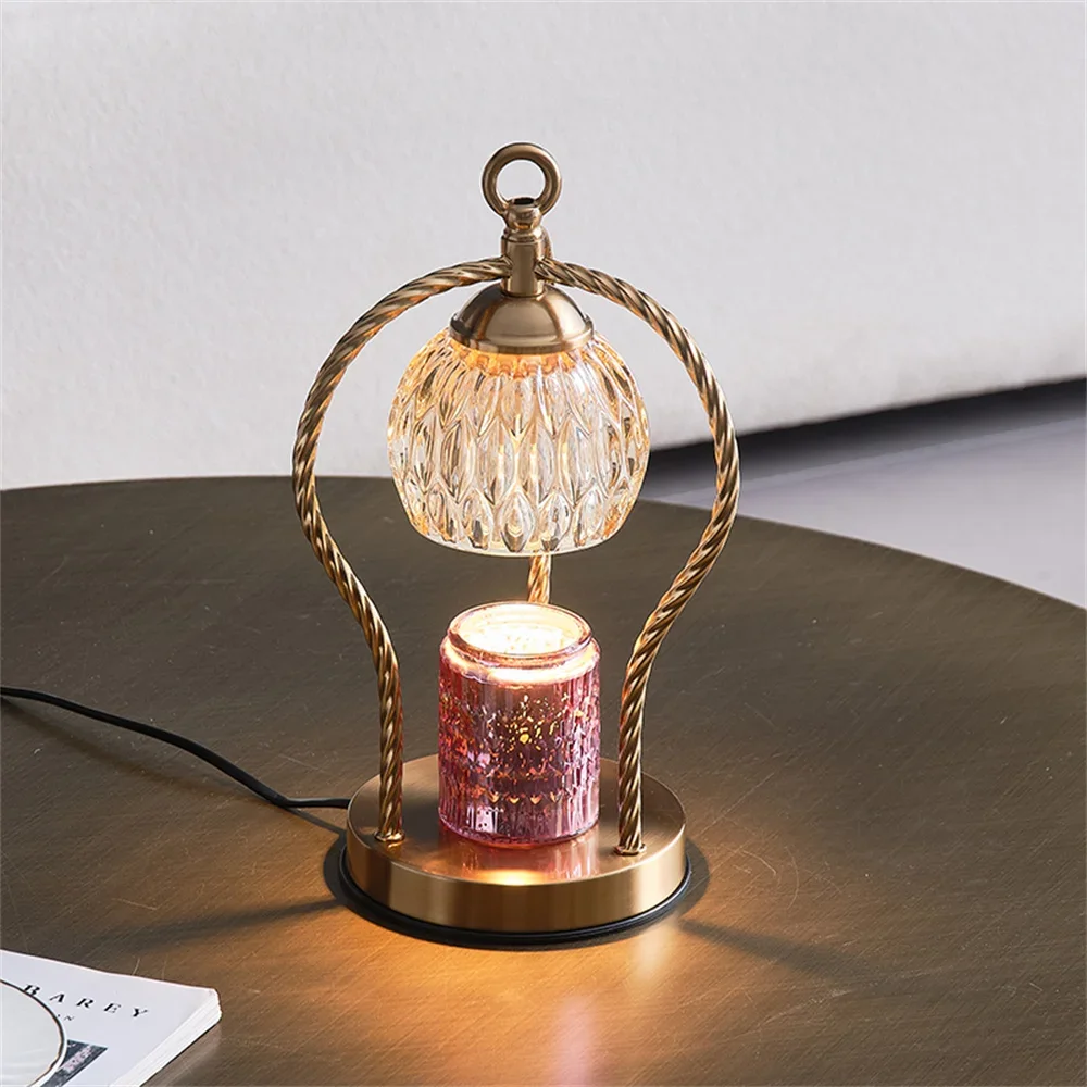 

Retro Glass Melted Wax Lamp Candle Warmer Dimmable Bedroom Decoration Table Lamp Timming Candle Melting Lamp Atmosphere Light