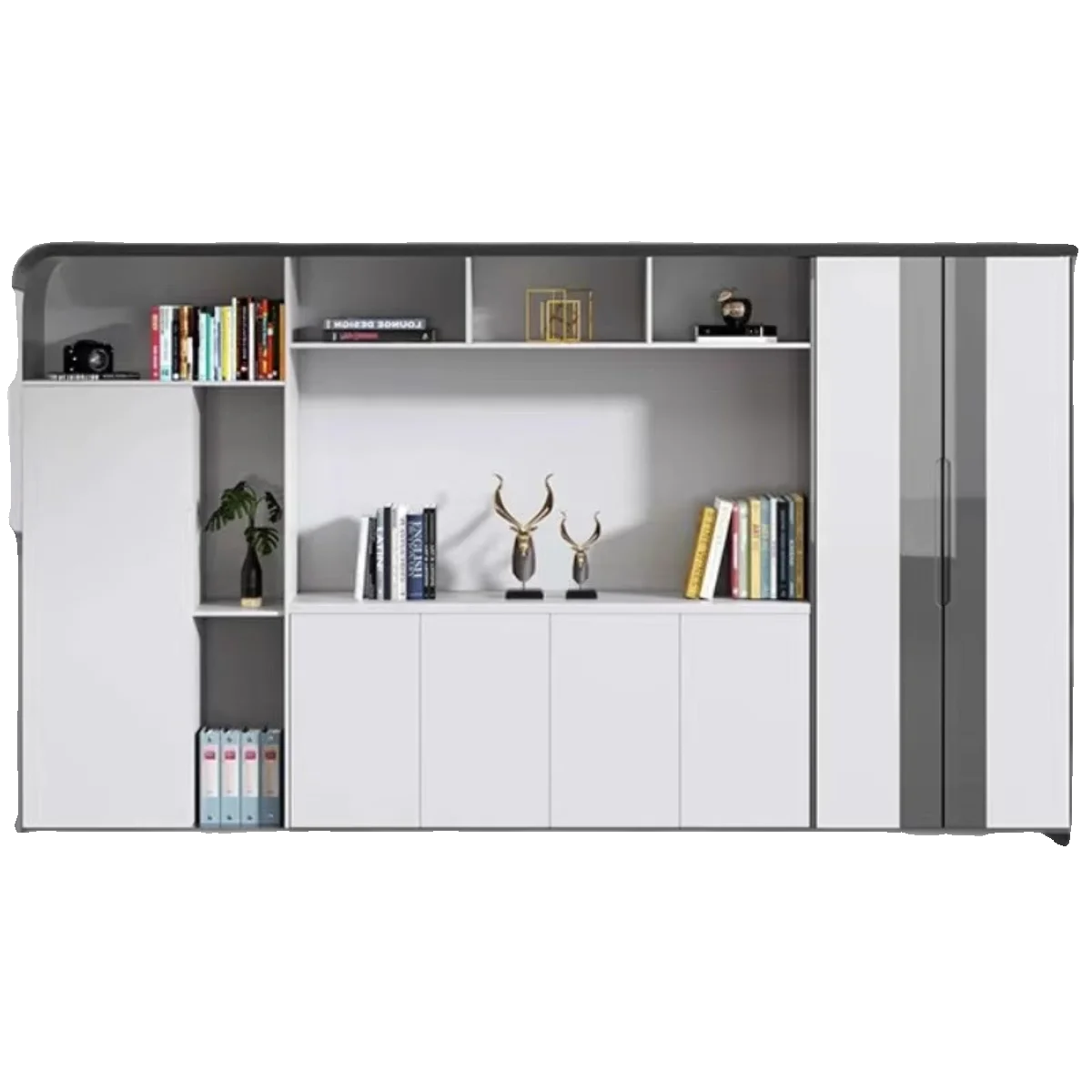 *White Lacquered Office Furniture Simple Modern File Cabinet Document Archive Cabinet Boss's Bookshelf Floor Cabinet