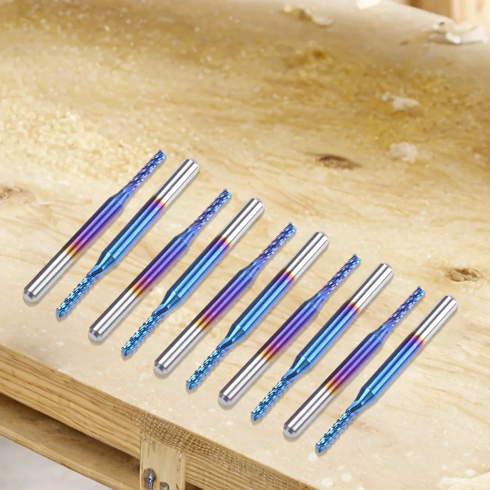 Gravação Bit para CNC PCB, Carbide Router, Bit de corte, Blue End Mill, Haste Diâmetro, EngravingHardware Processing, 3.175mm, 2mm, 10Pcs