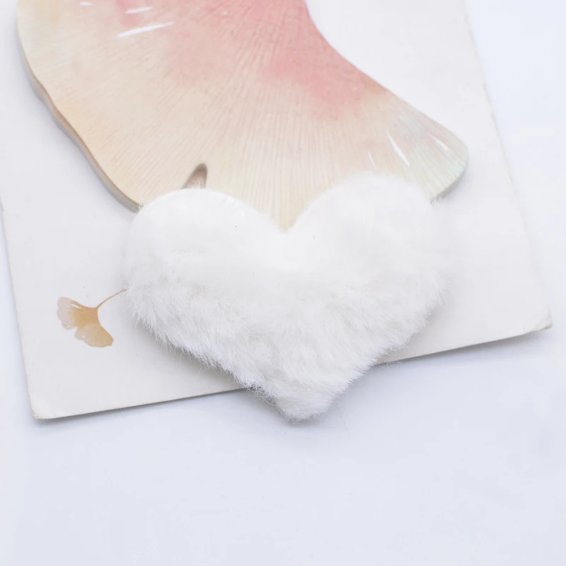 12Pcs 55*40mm Soft Plush Furry Heart Applique for DIY Headdress Hair Clip Bow Decor Accessories Clothes Hat Shoes Sewing Patches