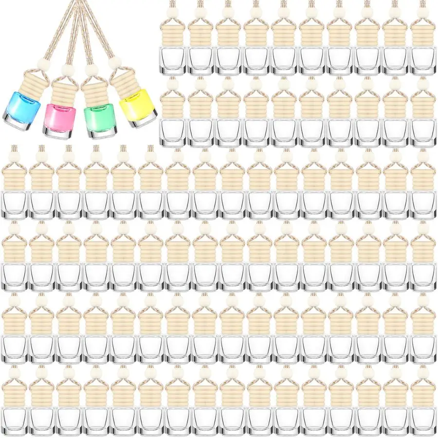 

Шт. Автомобильные флаконы с диффузором с деревянной крышкой, 4,8 мл, пустые стеклянные флаконы для духов, подвесной прозрачный автомобильный диффузор, держатель для ароматов, воздух