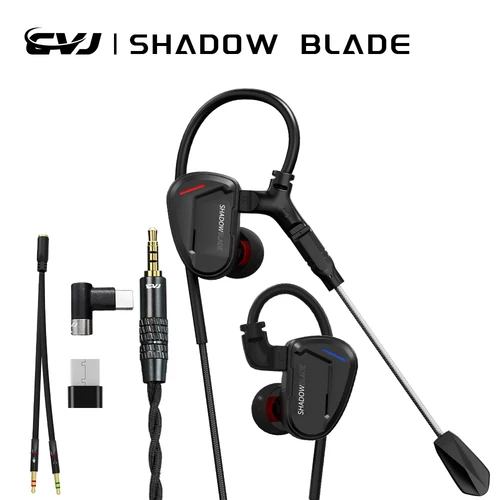 Imagen 1 del producto CVJ Shadow Blade-auriculares intrauditivos, 1DD + 1 interruptor de vibración, puertos de juego ajustables, intrauditivos, tipo Hifi, konoka Mermaid2
