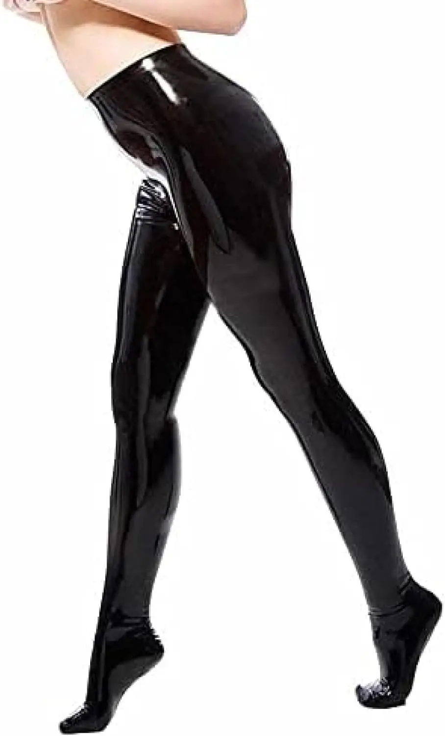 

Women Black Rubber Leggings Latex Pants Pantyhose