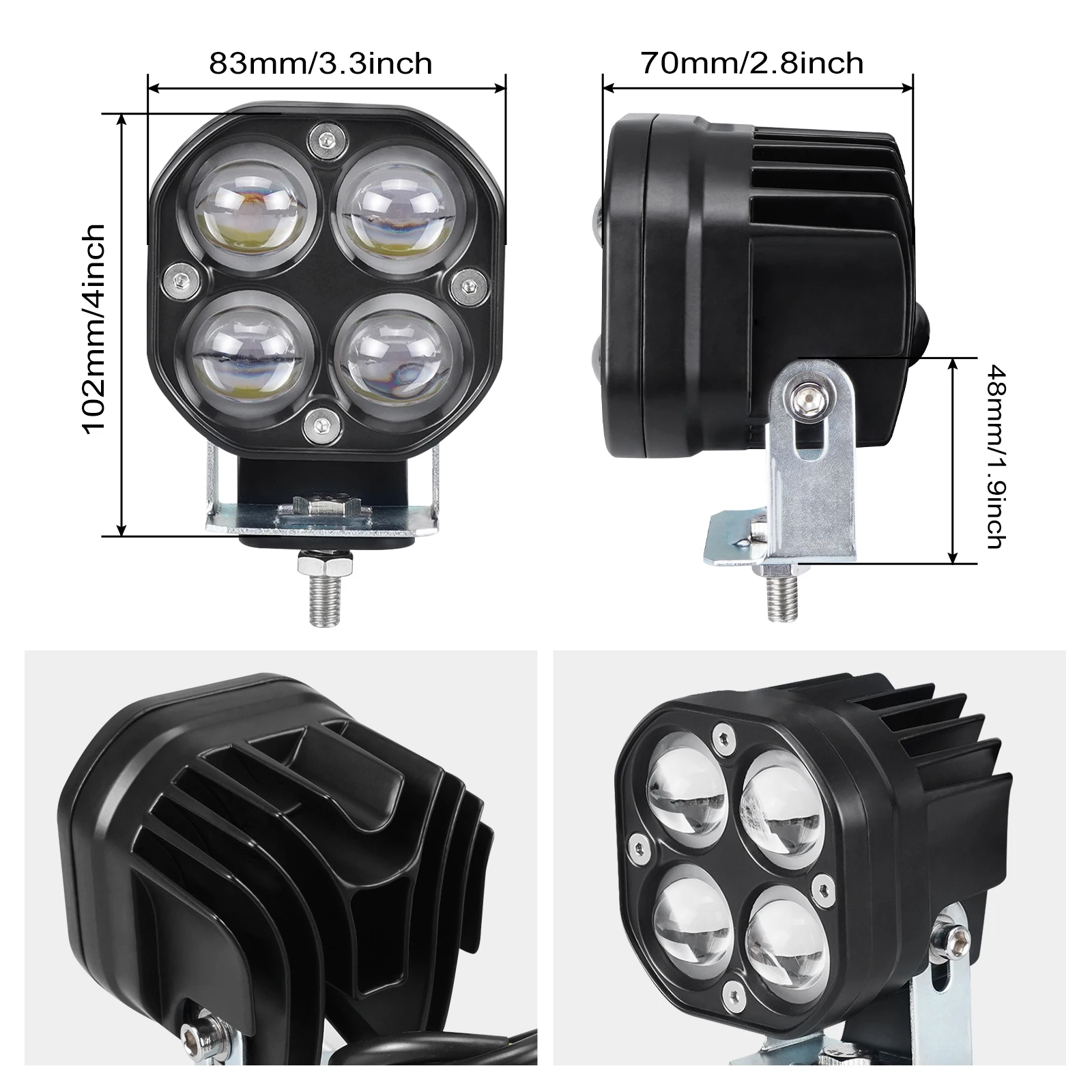 NICECNC 100W 4PCS Front Work Light For Yamaha Raptor 700 Raptor 700R 2013-2026 IP67 Waterproof Super Bright ATV Accessories