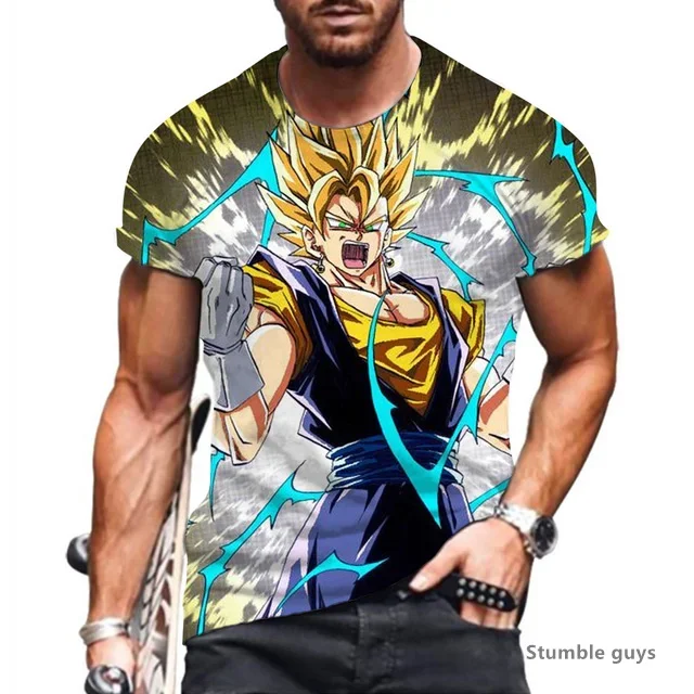 2026 Herren Sport Goku T-Shirt Anime Dragon Ball Kakarot Vegeta Super Saiyan Unisex Oversized T-Shirt Kurzarm