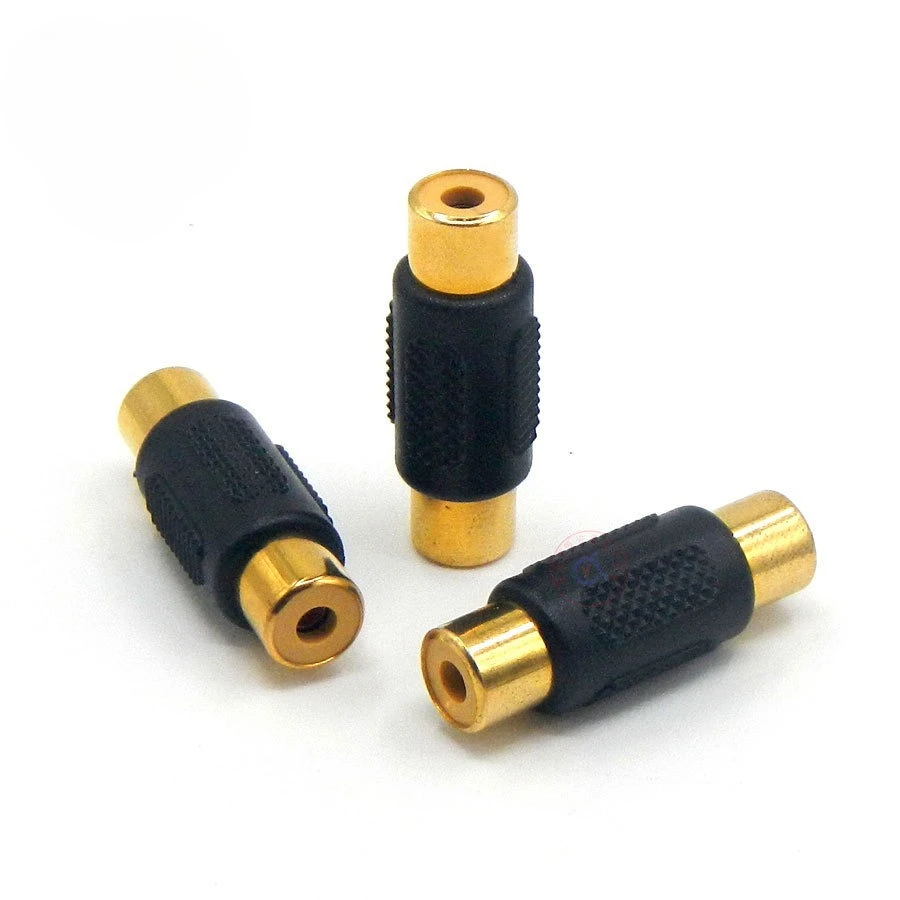 10Pcs Gold Plated RCA Female to Female Coupler, AV Audio Video Straight Connector, RCA Female Coupling Adapter