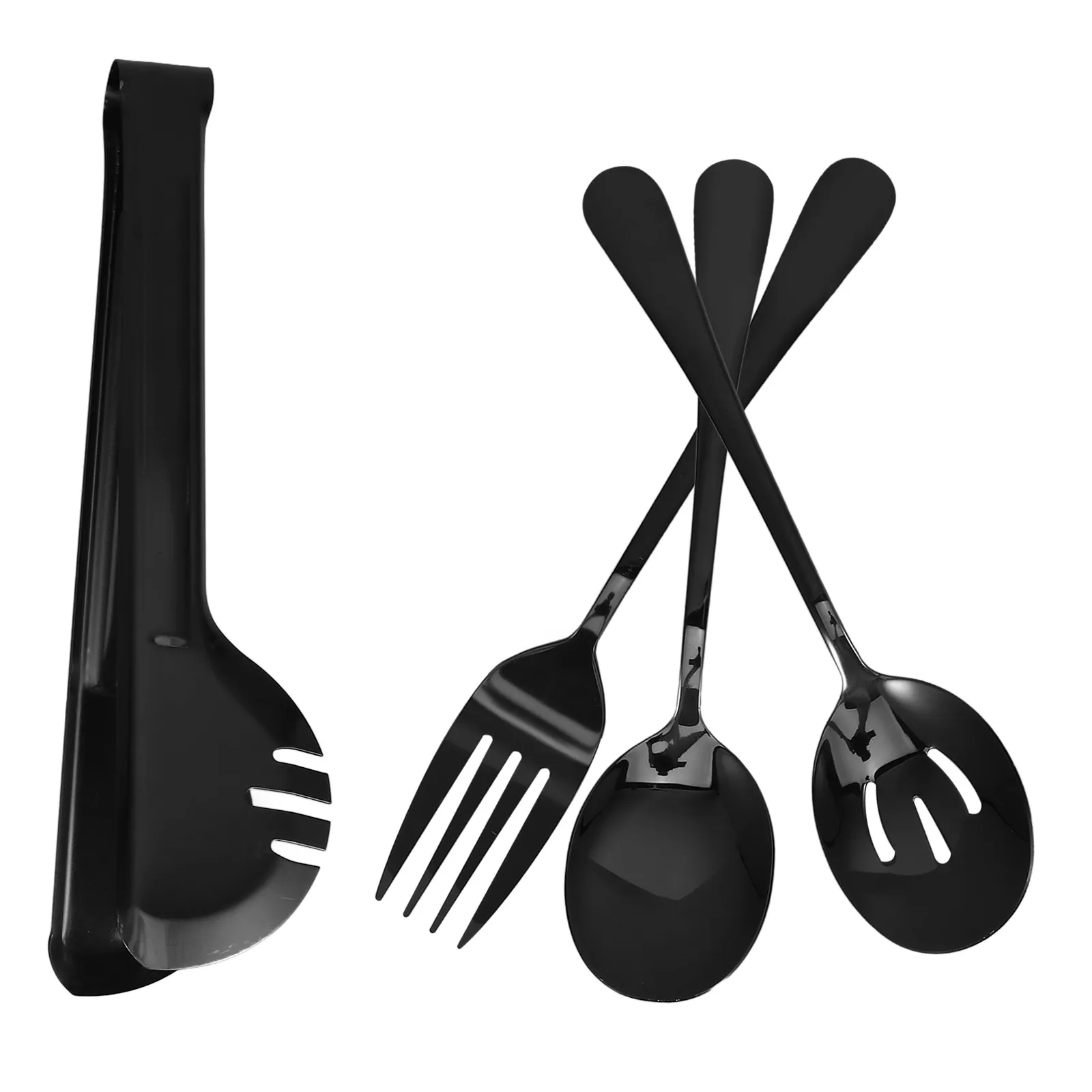 1Set Stainless Steel Serving Utensils Set Versatile Ergonomic Handle for Home Restaurant Hotel Buffet Party Tableware